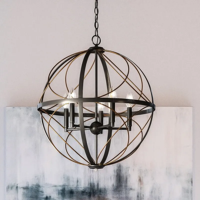 UHP4404 Farmhouse Chandelier 26''H x 22''W, Olde Bronze Finish, Omaha Collection — Urban Ambiance LED Landscape Lights 60.0W 3000K