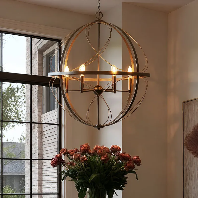 UHP4402 XL Farmhouse Chandelier 31.875''H x 28''W, Olde Bronze Finish, Omaha Collection — Urban Ambiance LED Landscape Lights 60.0W 3000K