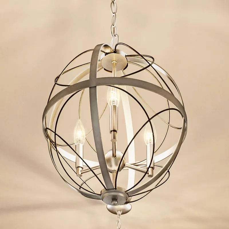 UHP4401 Farmhouse Chandelier 19.75''H x 16''W, Antique Silver Finish, Omaha Collection — Urban Ambiance LED Landscape Lights 60.0W 3000K