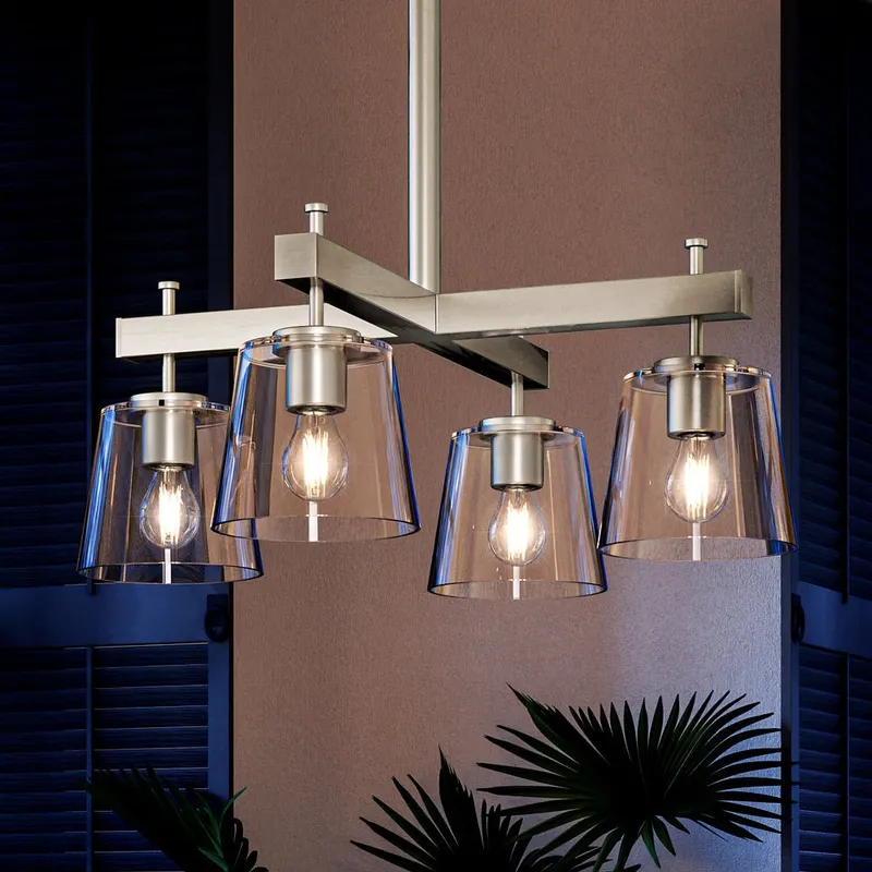 UHP4383 Traditional Chandelier 22.5''H x 29.5''W, Brushed Nickel Finish, Atlanta Collection — Urban Ambiance LED Landscape Lights 60.0W 3000K