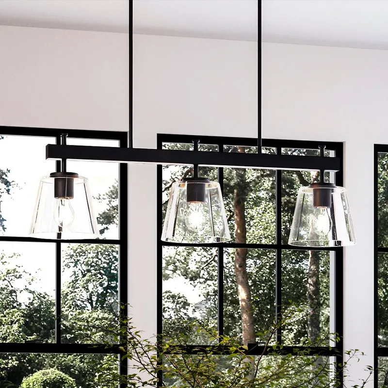 UHP4382 Traditional Chandelier 11.875''H x 40''W, Midnight Black Finish, Atlanta Collection — Urban Ambiance LED Linear Lights 60.0W 3000K