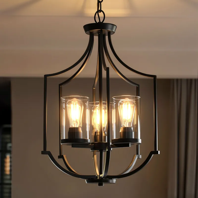 UHP4375 Contemporary Chandelier 26''H x 16.625''W, Midnight Black Finish, Mesa Collection — Urban Ambiance LED Landscape Lights 60.0W 3000K
