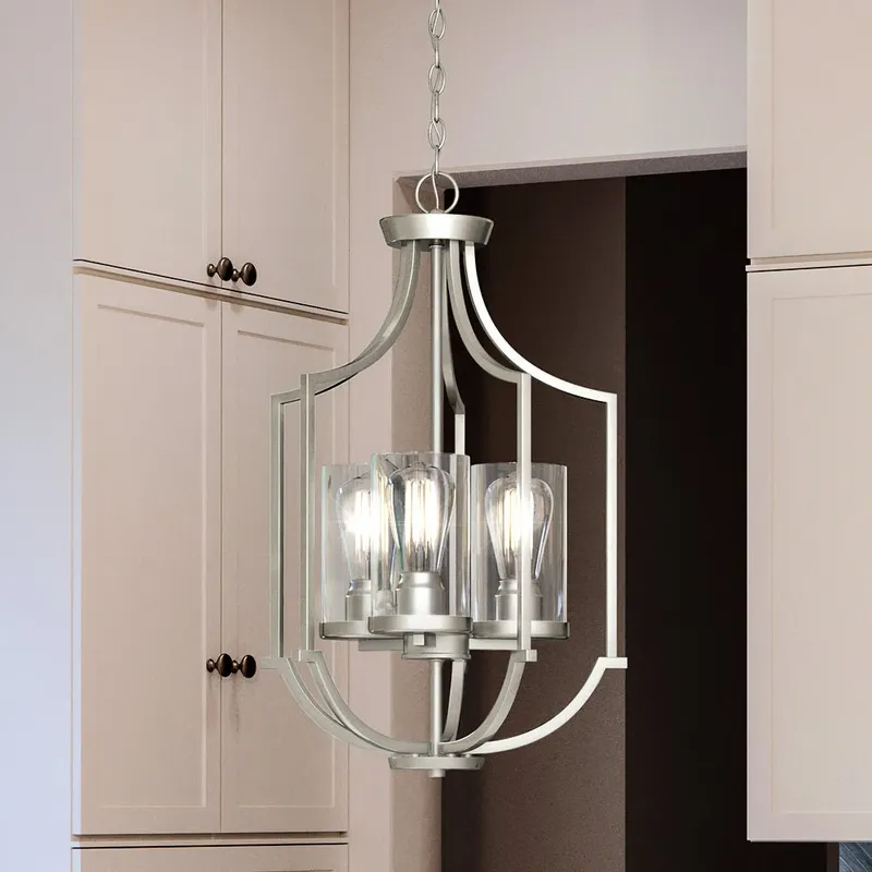 UHP4374 Contemporary Chandelier 26''H x 16.625''W, Brushed Nickel Finish, Mesa Collection — Urban Ambiance LED Landscape Lights 60.0W 3000K