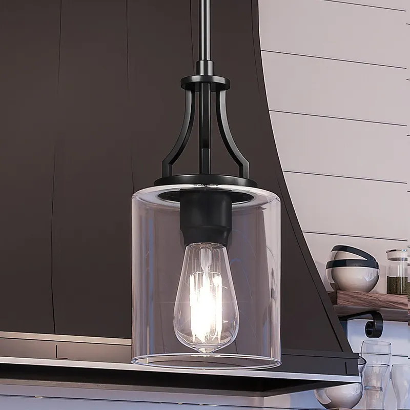 UHP4373 Contemporary Pendant 12.5''H x 6.375''W, Midnight Black Finish, Mesa Collection — Urban Ambiance LED Landscape Lights 60.0W 3000K