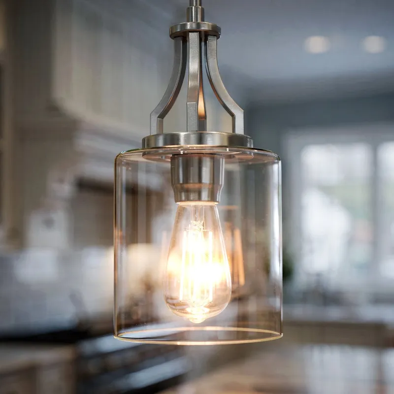 UHP4372 Contemporary Pendant 12.5''H x 6.375''W, Brushed Nickel Finish, Mesa Collection — Urban Ambiance LED Landscape Lights 60.0W 3000K