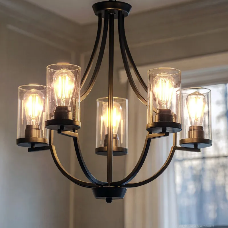 UHP4369 Contemporary Chandelier 26''H x 26''W, Midnight Black Finish, Mesa Collection — Urban Ambiance LED Landscape Lights 60.0W 3000K