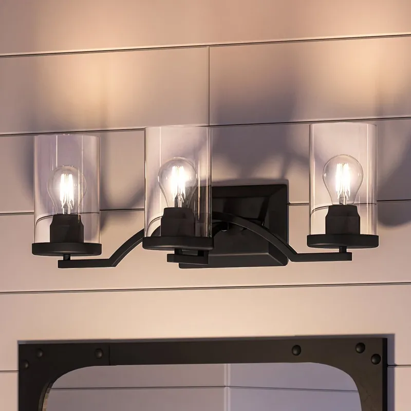 UHP4363 Contemporary Bath Light 8''H x 24''W, Midnight Black Finish, Mesa Collection — Urban Ambiance LED Linear Lights 60.0W 3000K