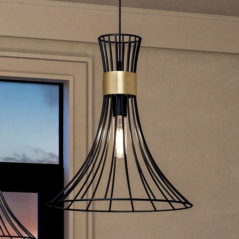 UHP4352 Mid-Century Modern Pendant 16''H x 18''W, Midnight Black Finish, Tucson Collection — Urban Ambiance LED Landscape Lights 60.0W 3000K
