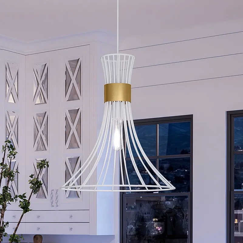 UHP4350 Mid-Century Modern Pendant 16''H x 18''W, Matte White Finish, Tucson Collection — Urban Ambiance LED Landscape Lights 60.0W 3000K