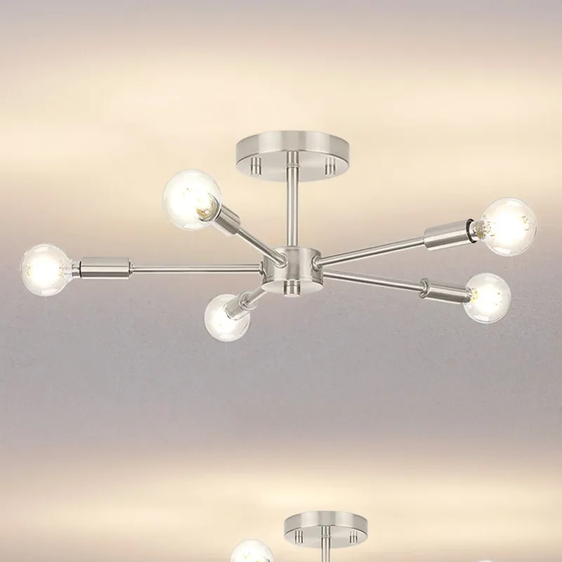 UHP4346 Mid-Century Modern Ceiling Light 5.625''H x 16''W, Brushed Nickel Finish, Albuquerque Collection — Urban Ambiance LED Post Top Lights 60.0W 3000K