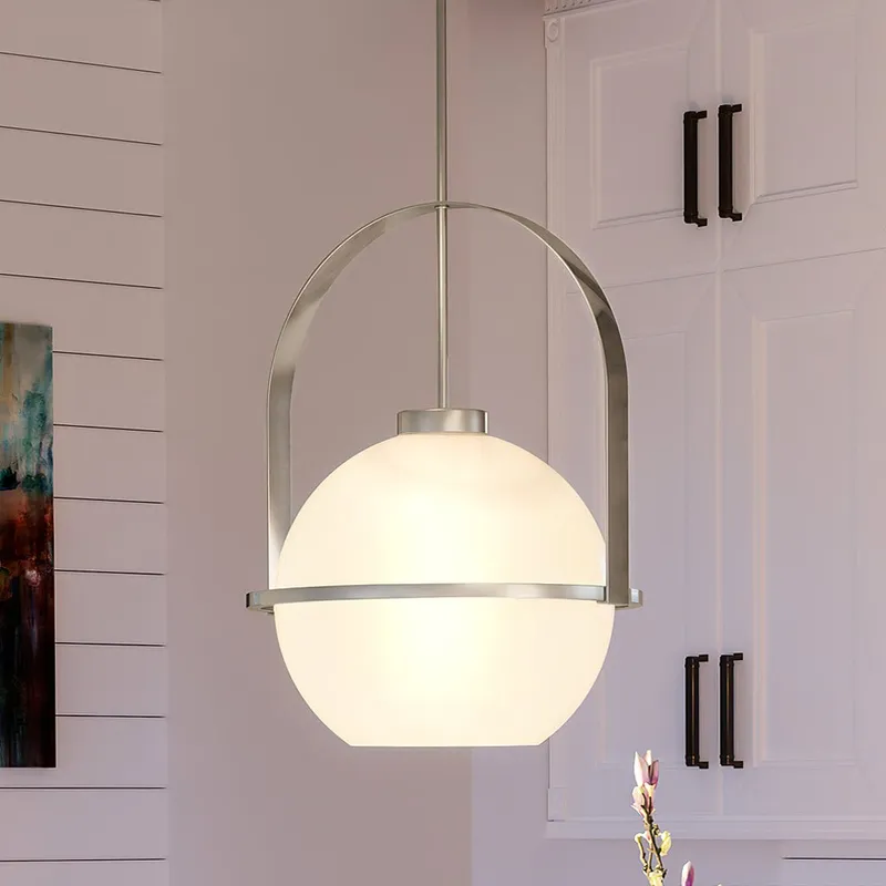 UHP4341 Mid-Century Modern Pendant 21.625''H x 16.125''W, Brushed Nickel Finish, Albuquerque Collection — Urban Ambiance LED Landscape Lights 100.0W 3000K