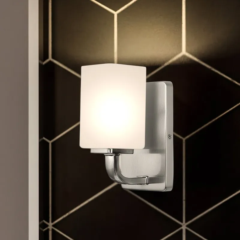 UHP4320 Contemporary Wall Sconce 8.5''H x 4.75''W, Brushed Nickel Finish, Louisville Collection — Urban Ambiance LED Wall Lights 100.0W 3000K