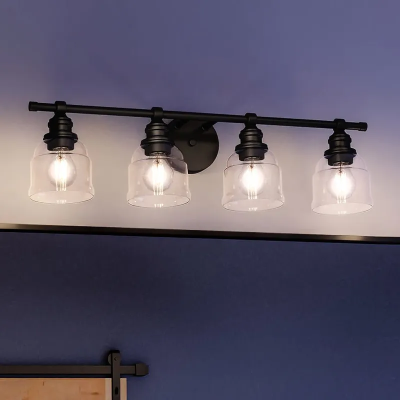 UHP4307 Vintage Bath Light 7.875''H x 29''W, Midnight Black Finish, Phoenix Collection — Urban Ambiance LED Linear Lights 60.0W 3000K