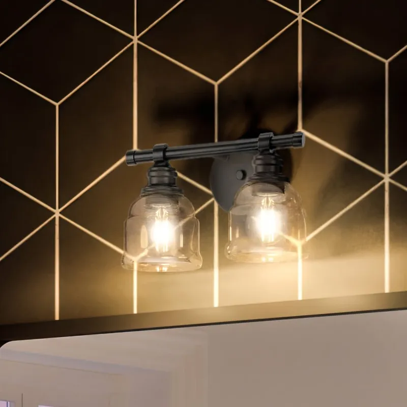UHP4305 Vintage Bath Light 7.875''H x 13''W, Midnight Black Finish, Phoenix Collection — Urban Ambiance LED Linear Lights 60.0W 3000K