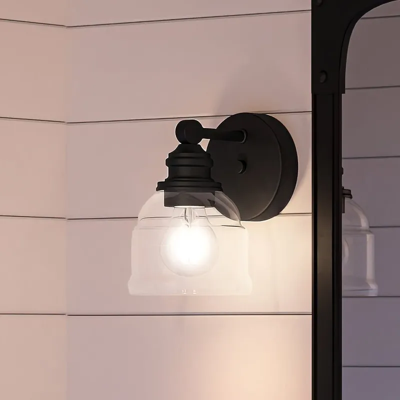 UHP4304 Vintage Wall Sconce 7.875''H x 5''W, Midnight Black Finish, Phoenix Collection — Urban Ambiance LED Wall Lights 60.0W 3000K