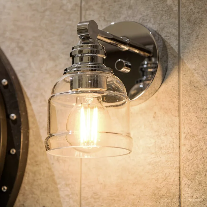 UHP4300 Vintage Wall Sconce 7.875''H x 5''W, Polished Chrome Finish, Phoenix Collection — Urban Ambiance LED Wall Lights 60.0W 3000K