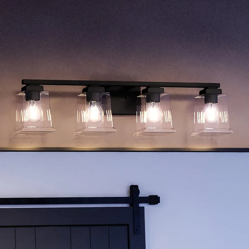 UHP4297 Craftsman Bath Light 7''H x 27.875''W, Midnight Black Finish, Houston Collection — Urban Ambiance LED Linear Lights 60.0W 3000K