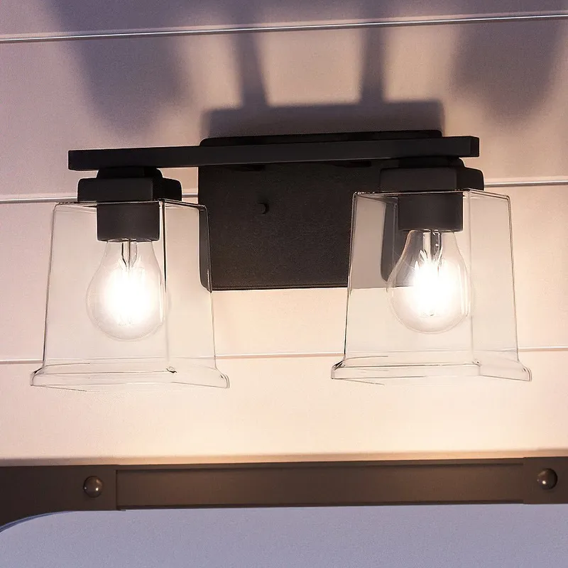 UHP4295 Craftsman Bath Light 7''H x 12.25''W, Midnight Black Finish, Houston Collection — Urban Ambiance LED Linear Lights 60.0W 3000K