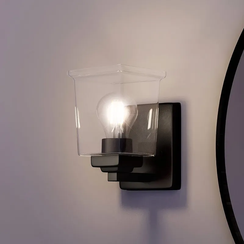 UHP4294 Craftsman Wall Sconce 7''H x 4.5''W, Midnight Black Finish, Houston Collection — Urban Ambiance LED Wall Lights 60.0W 3000K