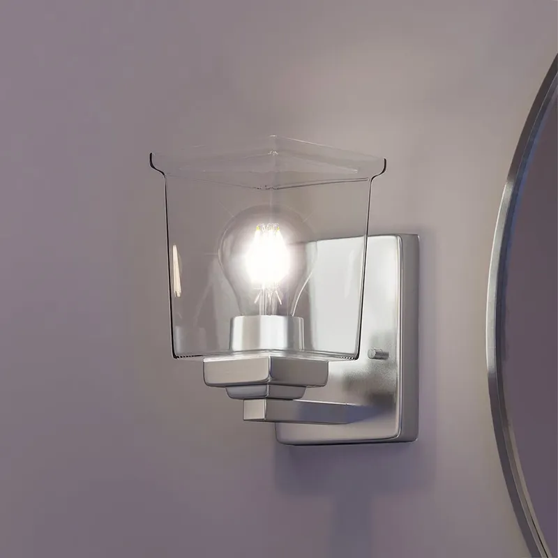 UHP4290 Craftsman Wall Sconce 7''H x 4.5''W, Brushed Nickel Finish, Houston Collection — Urban Ambiance LED Wall Lights 60.0W 3000K