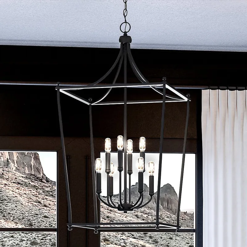 UHP4281 Transitional Chandelier 36''H x 20''W, Midnight Black Finish, Coronado Collection — Urban Ambiance LED Landscape Lights 60.0W 3000K