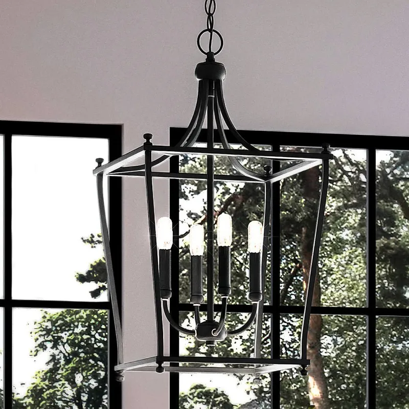 UHP4280 Transitional Chandelier 24.375''H x 14.375''W, Midnight Black Finish, Coronado Collection — Urban Ambiance LED Landscape Lights 60.0W 3000K