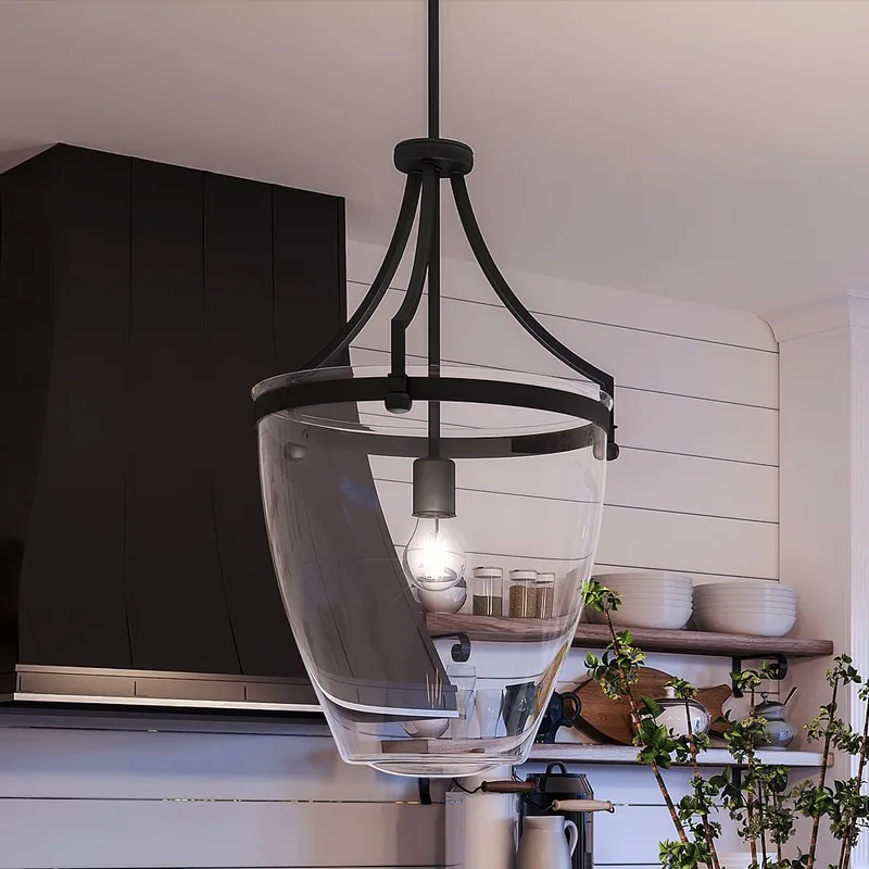 UHP4278 Transitional Pendant 23.375''H x 15.25''W, Midnight Black Finish, Coronado Collection — Urban Ambiance LED Landscape Lights 60.0W 3000K
