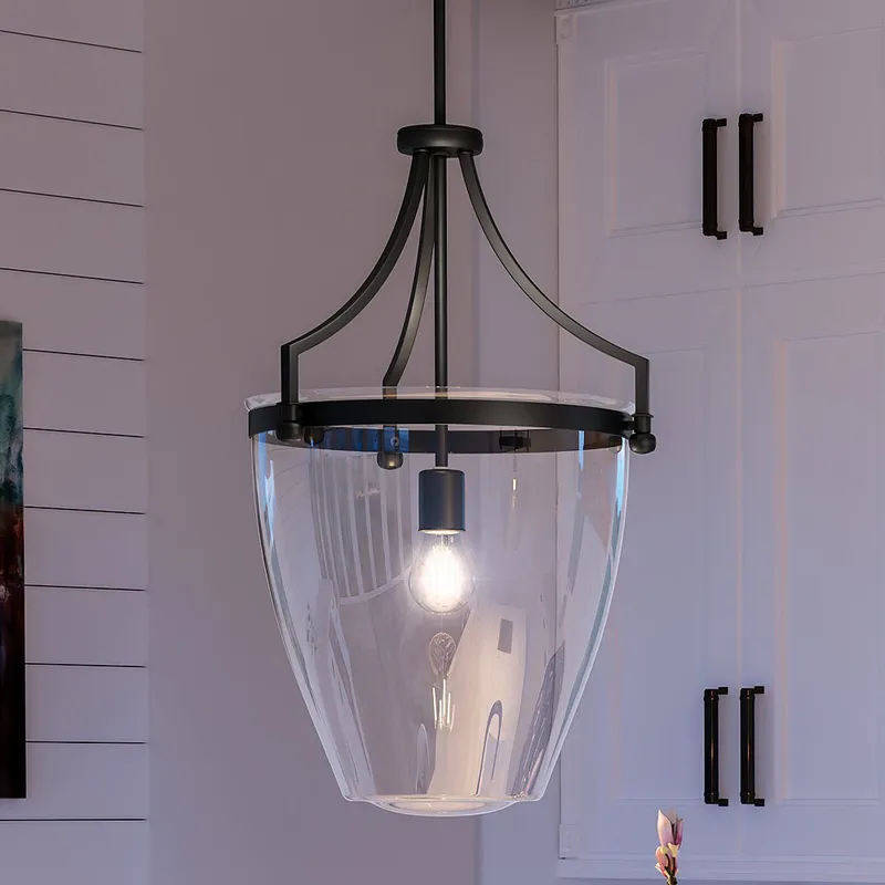 UHP4277 Transitional Pendant 16.75''H x 11.5''W, Midnight Black Finish, Coronado Collection — Urban Ambiance LED Landscape Lights 60.0W 3000K