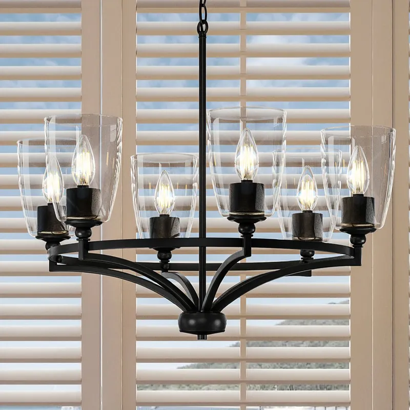 UHP4274 Transitional Chandelier 14''H x 30''W, Midnight Black Finish, Coronado Collection — Urban Ambiance LED Landscape Lights 60.0W 3000K