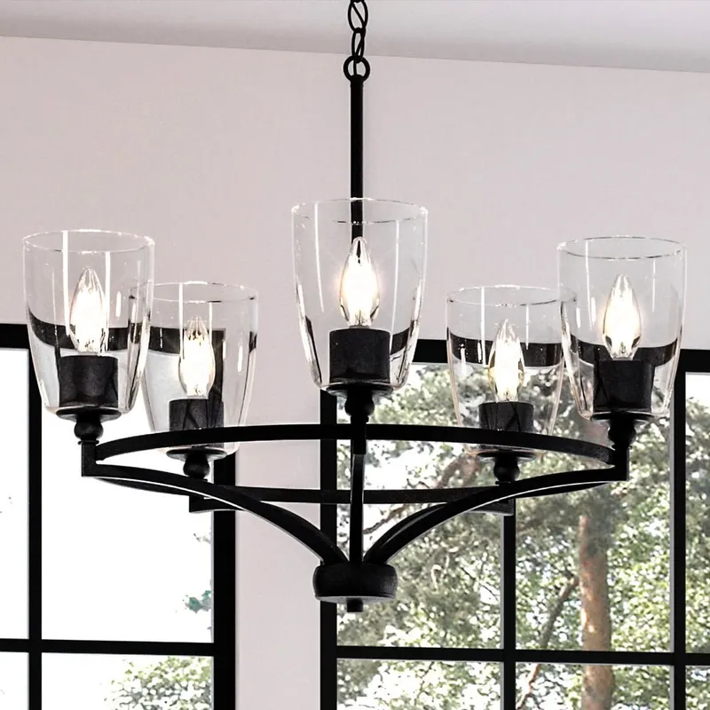 UHP4273 Transitional Chandelier 12.5''H x 25.25''W, Midnight Black Finish, Coronado Collection — Urban Ambiance LED Landscape Lights 60.0W 3000K