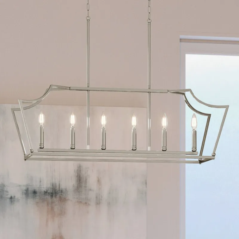 UHP4271 Transitional Chandelier 15.125''H x 42''W, Brushed Nickel Finish, Coronado Collection — Urban Ambiance LED Linear Lights 60.0W 3000K