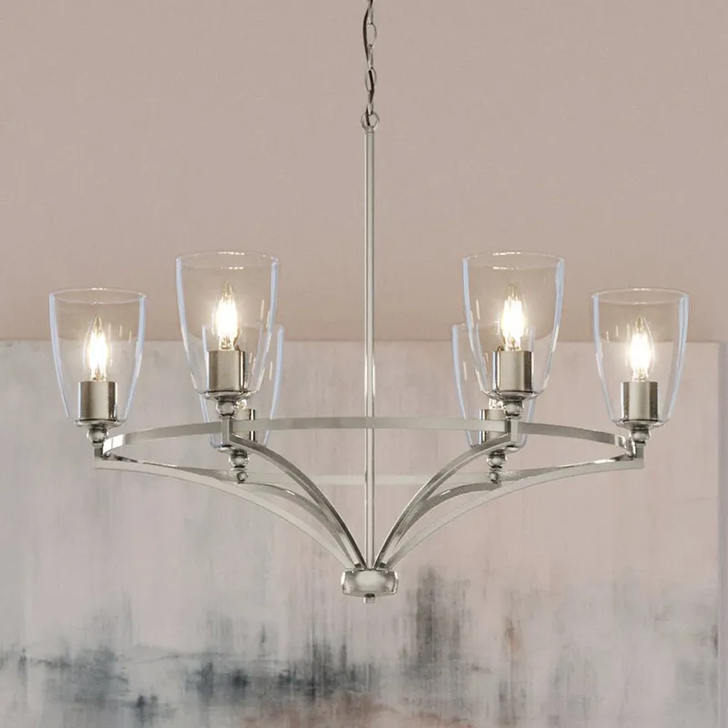 UHP4263 Transitional Chandelier 14''H x 30''W, Brushed Nickel Finish, Coronado Collection — Urban Ambiance LED Landscape Lights 60.0W 3000K