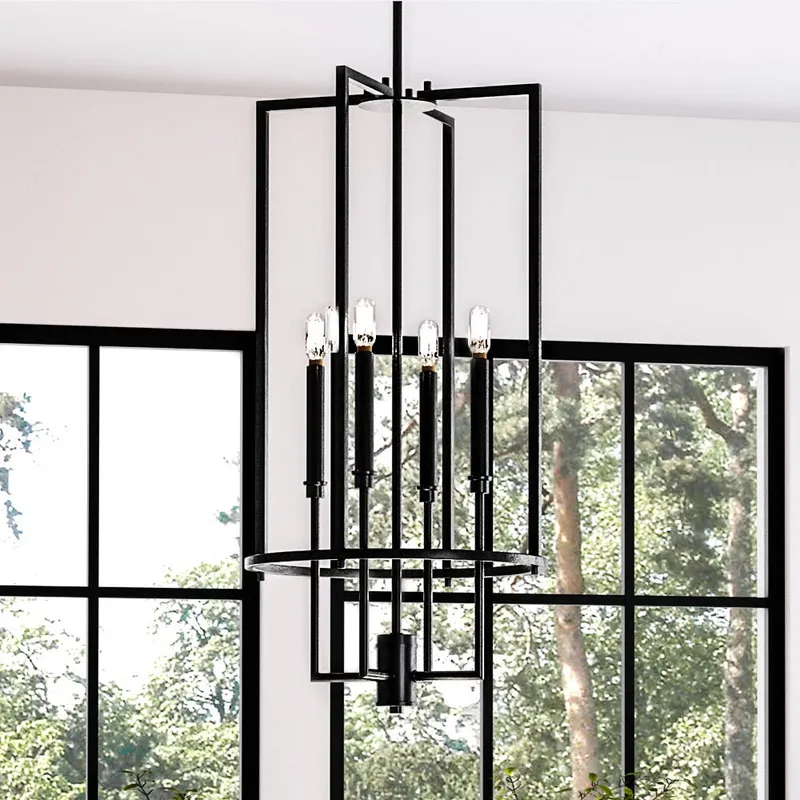 UHP4246 Contemporary Chandelier 31.375''H x 15''W, Midnight Black Finish, Parkes Collection — Urban Ambiance LED Landscape Lights 60.0W 3000K