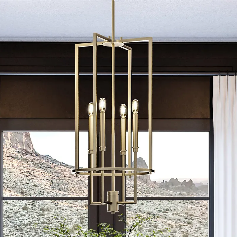 UHP4245 Contemporary Chandelier 31.375''H x 15''W, Olde Brass Finish, Parkes Collection — Urban Ambiance LED Landscape Lights 60.0W 3000K