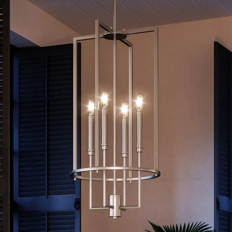 UHP4244 Contemporary Chandelier 31.375''H x 15''W, Brushed Nickel Finish, Parkes Collection — Urban Ambiance LED Landscape Lights 60.0W 3000K