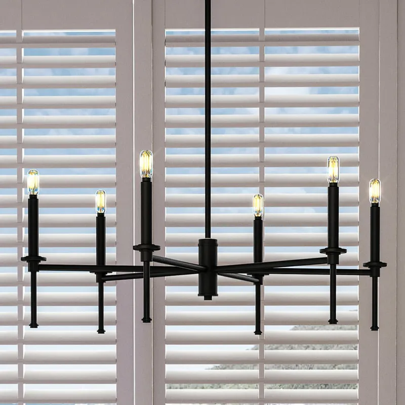 UHP4243 Contemporary Chandelier 10.375''H x 30''W, Midnight Black Finish, Parkes Collection — Urban Ambiance LED Landscape Lights 60.0W 3000K