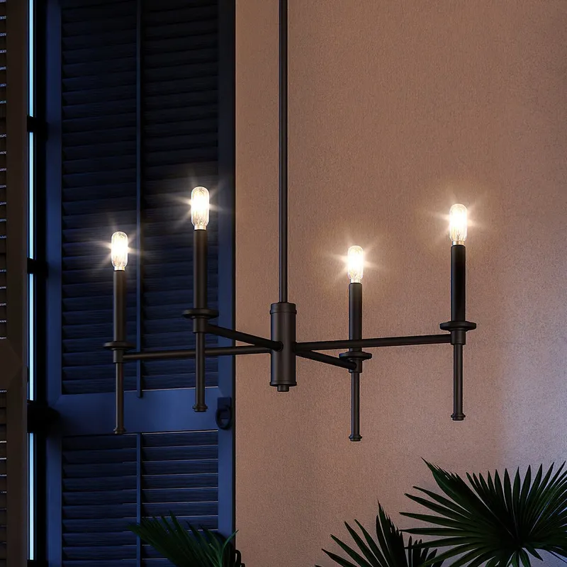 UHP4242 Contemporary Chandelier 10.375''H x 22.875''W, Midnight Black Finish, Parkes Collection — Urban Ambiance LED Landscape Lights 60.0W 3000K