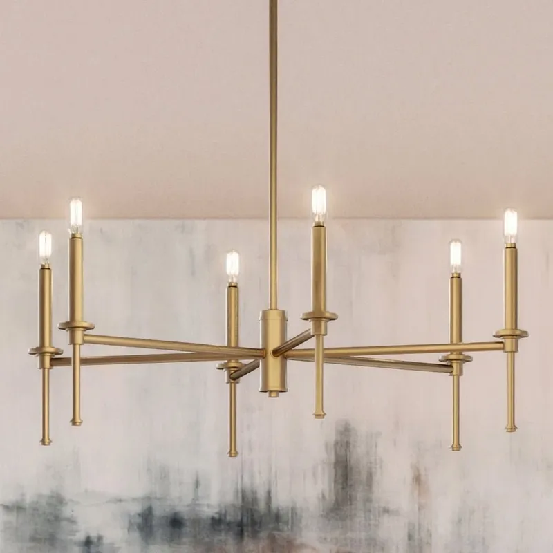 UHP4241 Contemporary Chandelier 10.375''H x 30''W, Olde Brass Finish, Parkes Collection — Urban Ambiance LED Landscape Lights 60.0W 3000K