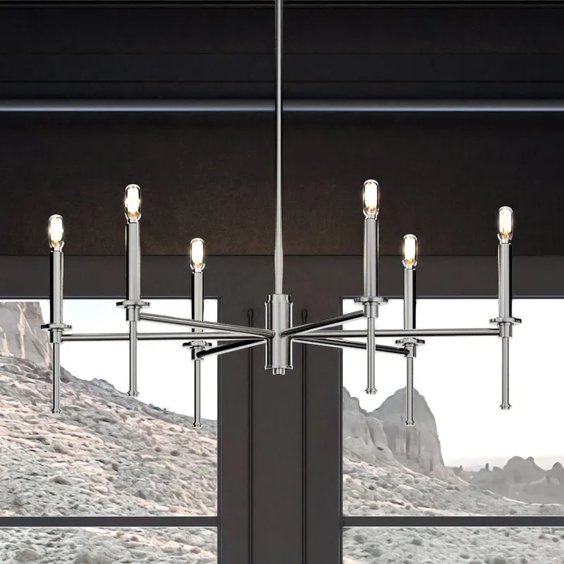 UHP4239 Contemporary Chandelier 10.375''H x 30''W, Brushed Nickel Finish, Parkes Collection — Urban Ambiance LED Landscape Lights 60.0W 3000K