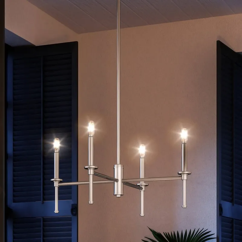 UHP4238 Contemporary Chandelier 10.375''H x 22.875''W, Brushed Nickel Finish, Parkes Collection — Urban Ambiance LED Landscape Lights 60.0W 3000K