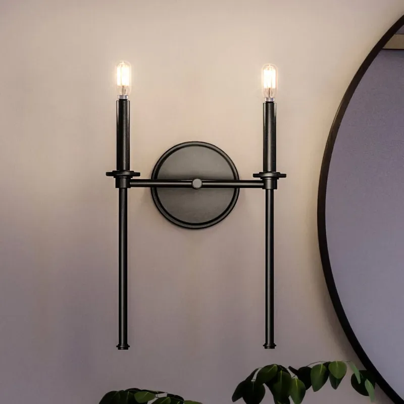 UHP4237 Contemporary Wall Sconce 16.625''H x 10.375''W, Midnight Black Finish, Parkes Collection — Urban Ambiance LED Linear Lights 60.0W 3000K