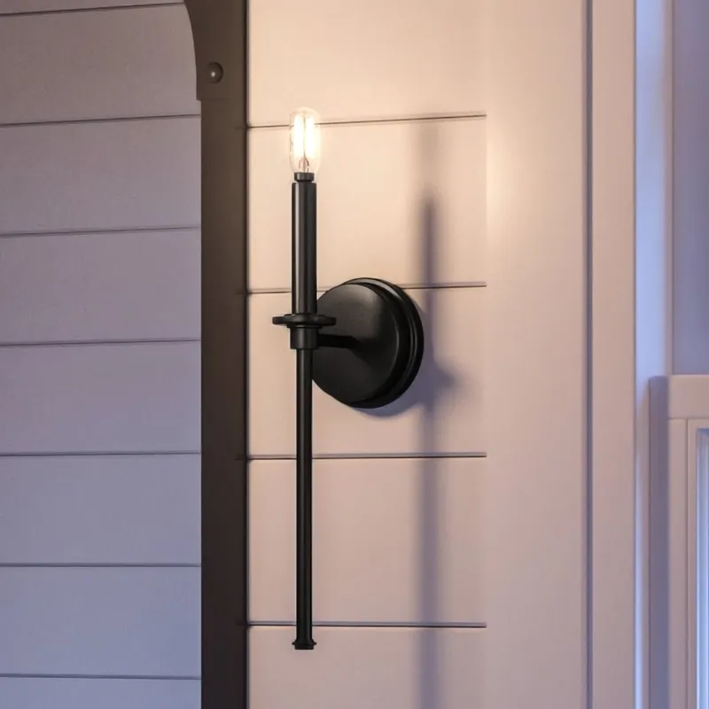 UHP4236 Contemporary Wall Sconce 16.625''H x 5.75''W, Midnight Black Finish, Parkes Collection — Urban Ambiance LED Wall Lights 60.0W 3000K