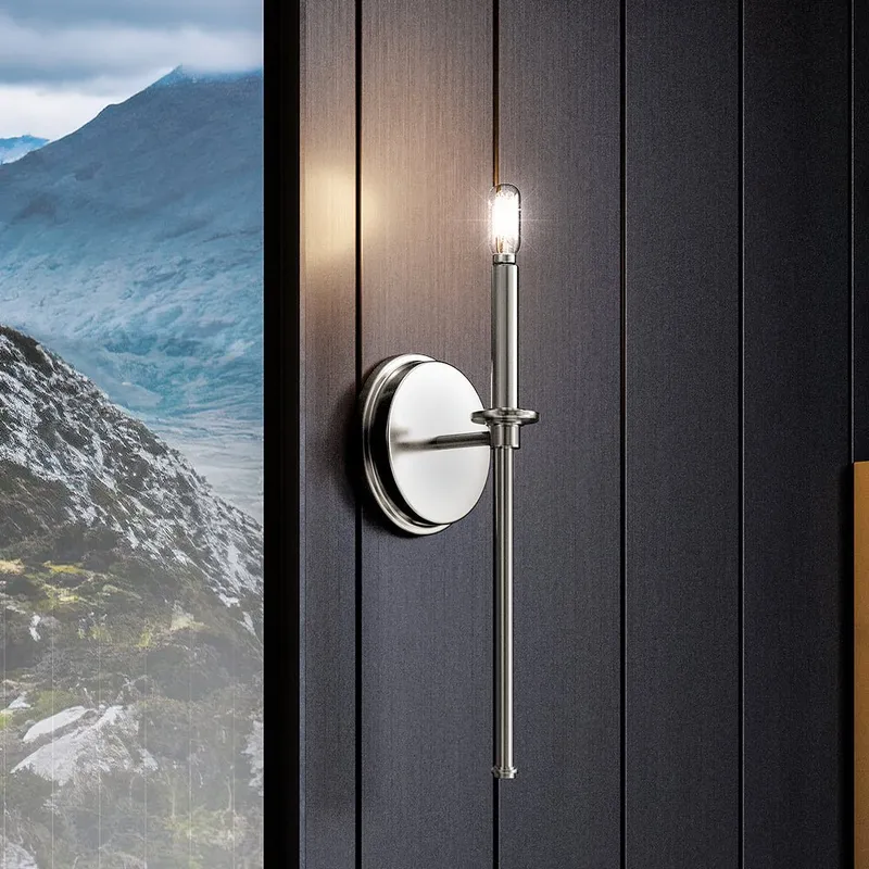 UHP4232 Contemporary Wall Sconce 16.625''H x 5.75''W, Brushed Nickel Finish, Parkes Collection — Urban Ambiance LED Wall Lights 60.0W 3000K
