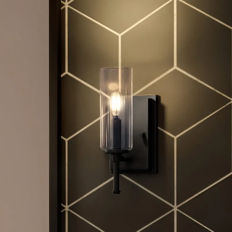 UHP4228 Contemporary Wall Sconce 11.5''H x 4.75''W, Midnight Black Finish, Parkes Collection — Urban Ambiance LED Wall Lights 60.0W 3000K