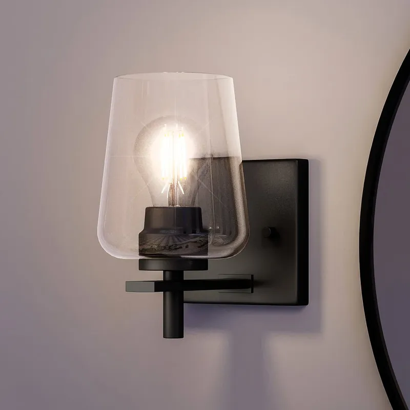 UHP4208 New Traditional Wall Sconce 8.5''H x 5''W, Midnight Black Finish, Swan-Hill Collection — Urban Ambiance LED Wall Lights 60.0W 3000K