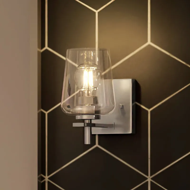 UHP4200 New Traditional Wall Sconce 8.5''H x 5''W, Brushed Nickel Finish, Swan-Hill Collection — Urban Ambiance LED Wall Lights 60.0W 3000K