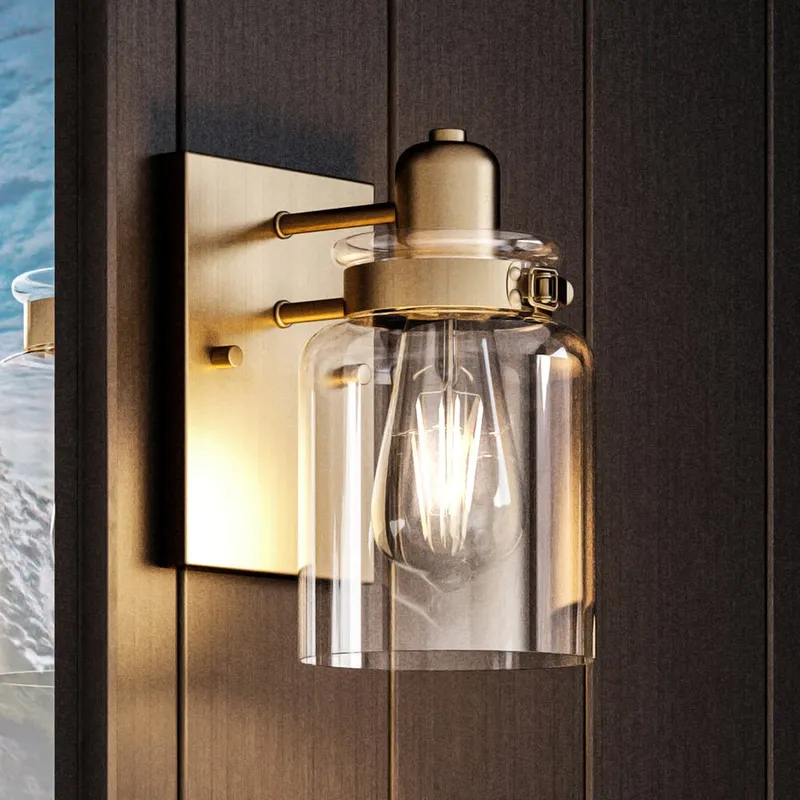 UHP4190 Vintage Wall Sconce 8.625''H x 5''W, Olde Brass Finish, Bridgeport Collection — Urban Ambiance LED Wall Lights 100.0W 3000K