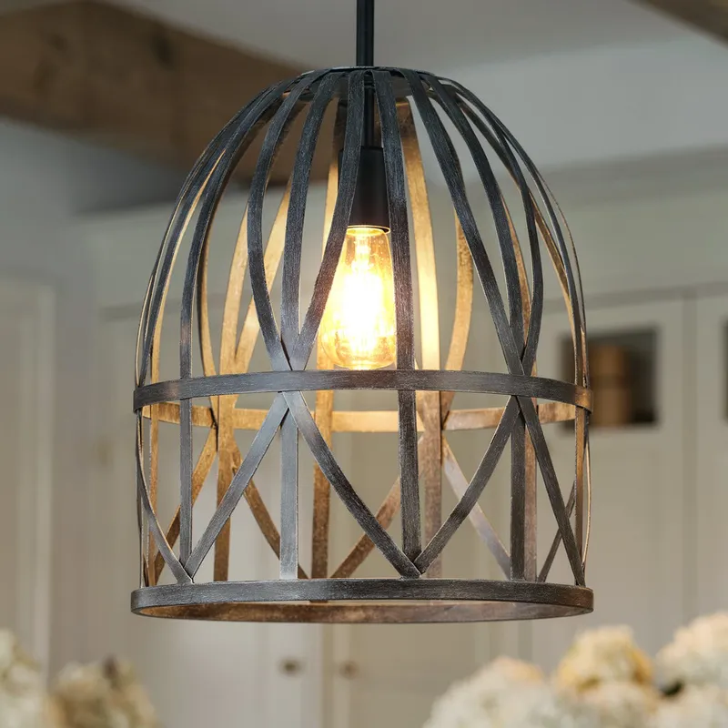 UHP4122 Farmhouse Pendant 17.25''H x 14''W, Black Oak Finish, Bairnsdale Collection — Urban Ambiance LED Landscape Lights 60.0W 3000K