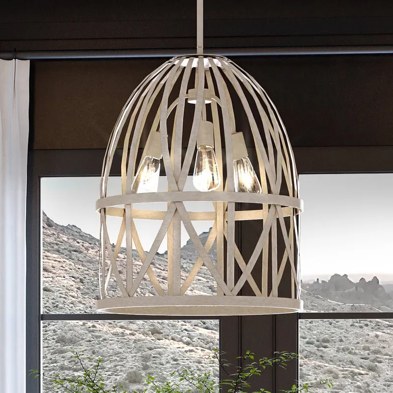 UHP4121 Farmhouse Chandelier 25.25''H x 20.875''W, Bleached Oak Finish, Bairnsdale Collection — Urban Ambiance LED Landscape Lights 60.0W 3000K