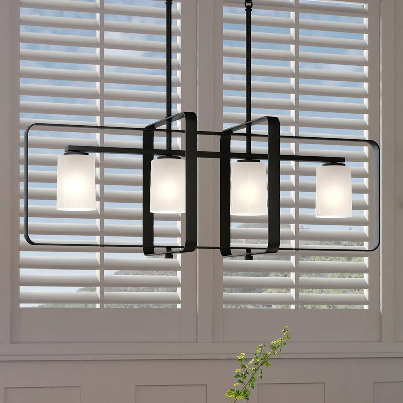 UHP4109 XL Modern Chandelier 14.5''H x 39.75''W, Midnight Black Finish, Broome Collection — Urban Ambiance LED Linear Lights 100.0W 3000K